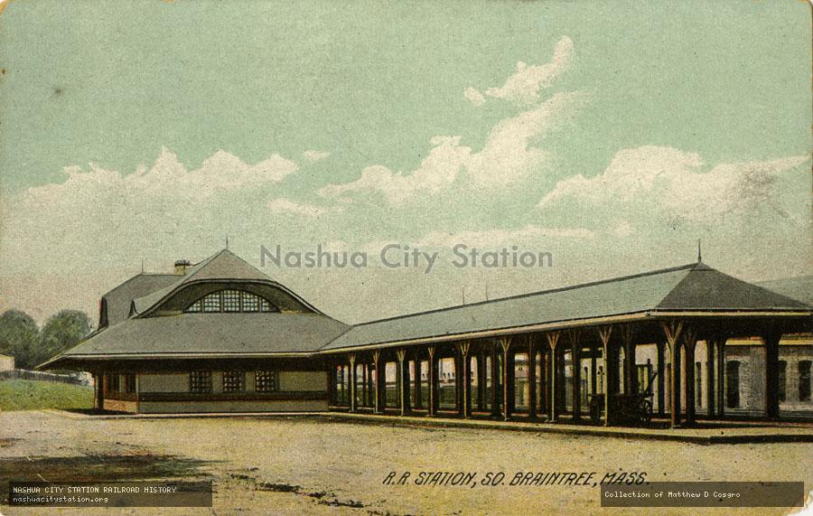 Postcard: Railroad Station, South Braintree, Massachusetts